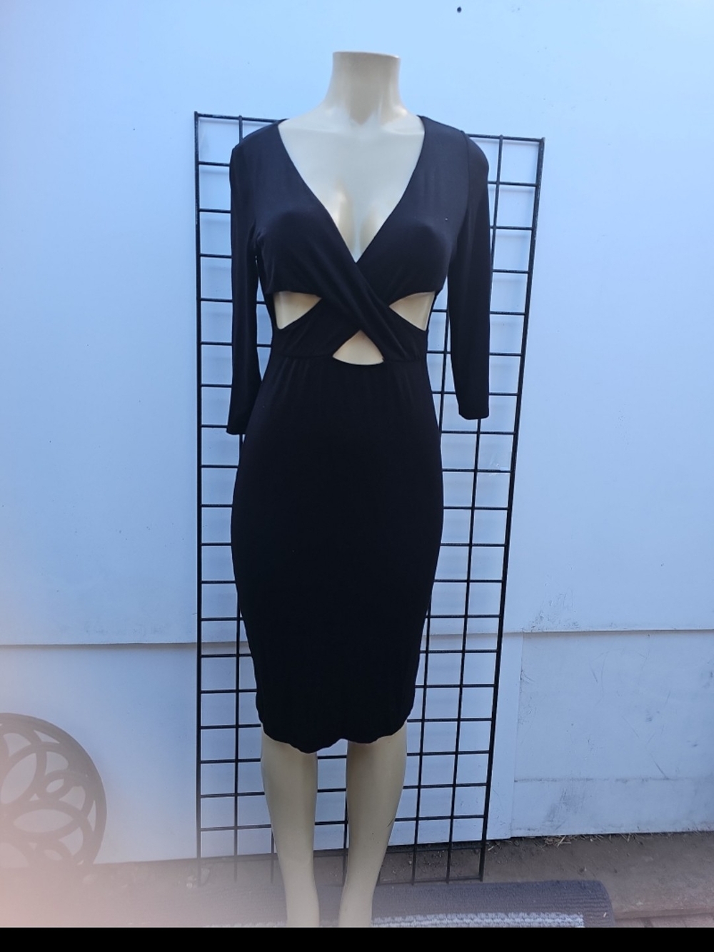 Black Twist-Cut Midi Dress with Cutouts - Women